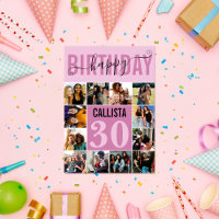 Modern Custom Mauve Purple 12 Photo Birthday