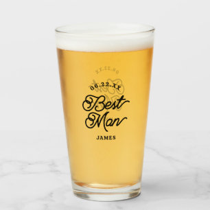 Modern Custom Minimalist Best Man Beer Glass