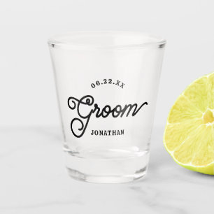 Modern Custom Minimalist Groom Shot Glass