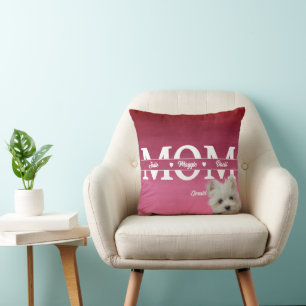 Modern Custom Mom three names plus dog Throw Pillow