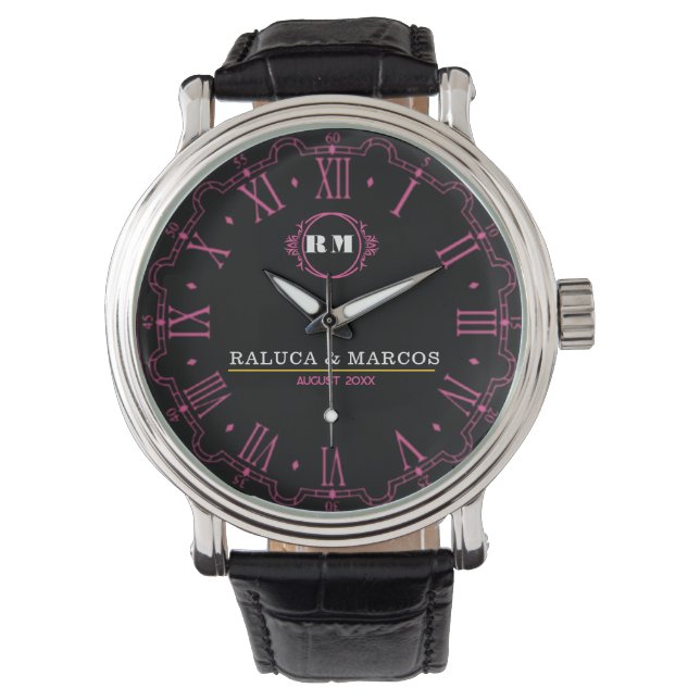 Modern Custom Monogram Anniversary Keepsake Watch (Front)