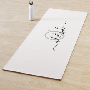Modern Custom Monogram Black White Yoga Mat