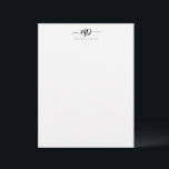 Modern Custom Monogram Brush Script Stylish Letterhead<br><div class="desc">Chic and stylish,  this modern custom monogram stationery letterhead is a sophisticated minimalist design that combines your monogram in a brush script with flourishes along your name in elegant serif typography.</div>
