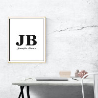 Modern Custom Monogram Initial Name Black & White 