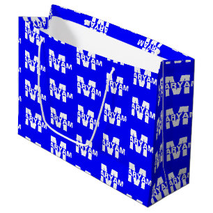 Modern Custom Monogram Name Royal Blue Present Bag