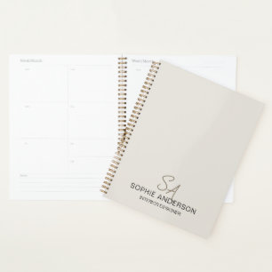 Modern Custom Monogram Professional Business Planner