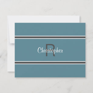 Modern Custom Monogram Simple Initial Turquoise Card