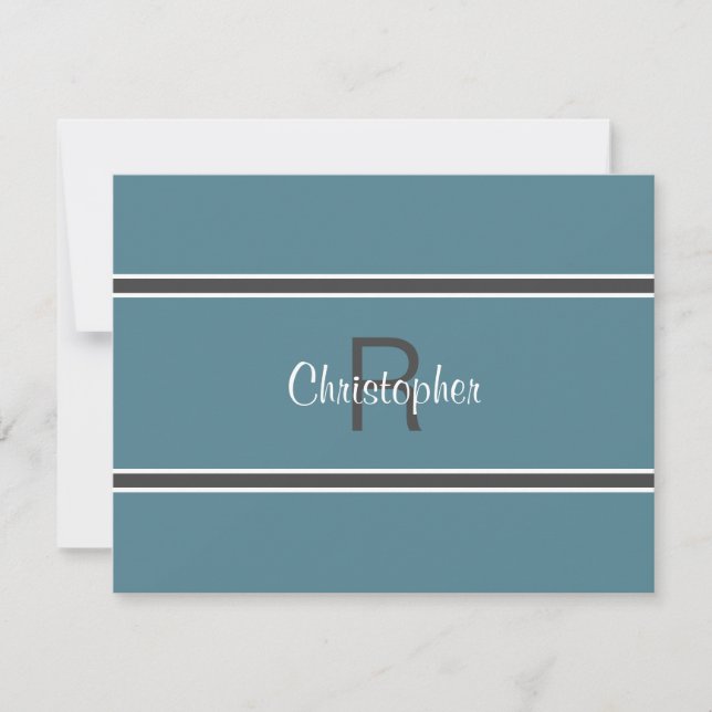 Modern Custom Monogram Simple Initial Turquoise Card (Front)