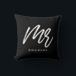 Modern custom Mr. Throw Pillow<br><div class="desc">Mr and Mrs couple pillows,  customizable with your own name and your favourite colours.</div>