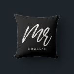 Modern custom Mr. Throw Pillow<br><div class="desc">Mr and Mrs couple pillows, customizable with your own name and your favourite colours.</div>