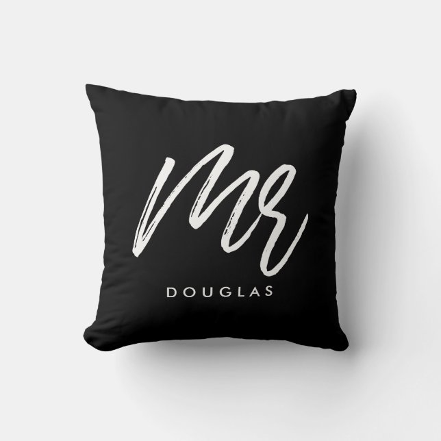 Modern custom Mr. Throw Pillow (Front)