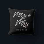 Modern custom Mrs and Mrs lesbian couple Throw Pillow<br><div class="desc">Mrs and Mrs couple pillows,  customizable with your own name and your favourite colours.</div>