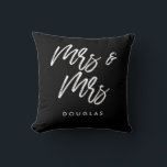 Modern custom Mrs and Mrs lesbian couple Throw Pillow<br><div class="desc">Mrs and Mrs couple pillows,  customizable with your own name and your favourite colours.</div>