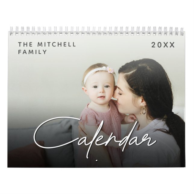 Modern Custom multi photo year Celebration  Calendar (Cover)
