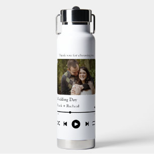 Modern Custom music song couple playlist photo Water Bottle