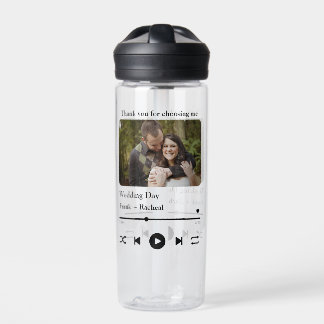 Modern Custom music song couple playlist photo Water Bottle