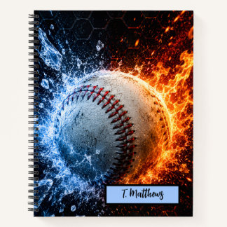 Modern Custom Name Baseball Notebook