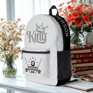 Modern Custom Name Billiard King Printed Backpack