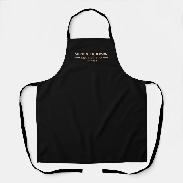 Modern Custom Name Cooking Star Brown Colour Apron (Front)
