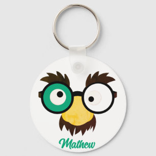 Modern Custom Name Funny Face Irish Flag Colour Keychain