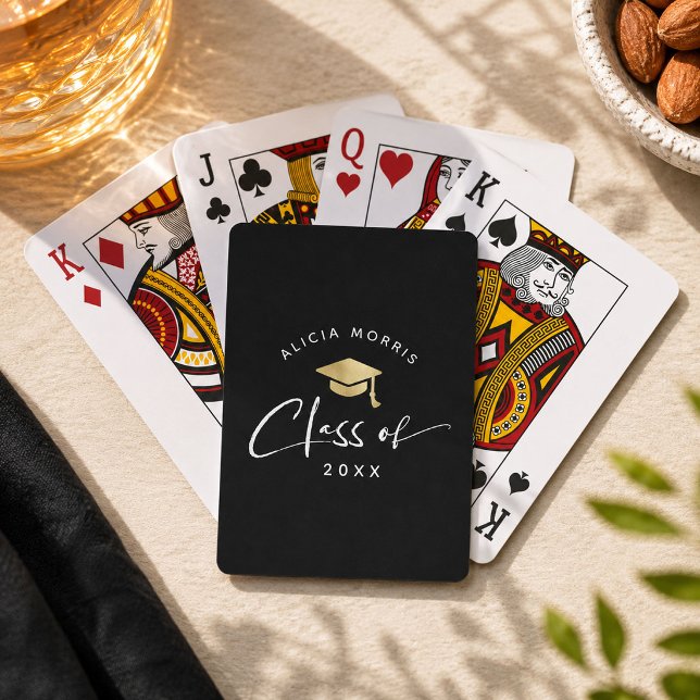 Modern Custom Name Graduation Trendy Script Gold Playing Cards (Creator Uploaded)