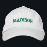 Modern Custom name green text Embroidered Hat<br><div class="desc">Modern Custom name green text Embroidered Baseball Cap
Available in many colours and options</div>