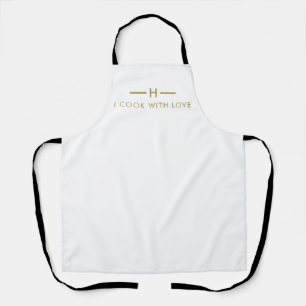 Modern Custom Name Letter With Text Golden Apron