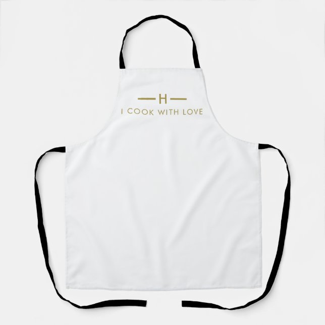 Modern Custom Name Letter With Text Golden Apron (Front)