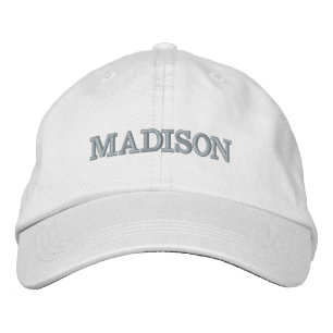 Modern Custom name light grey text white Embroidered Hat