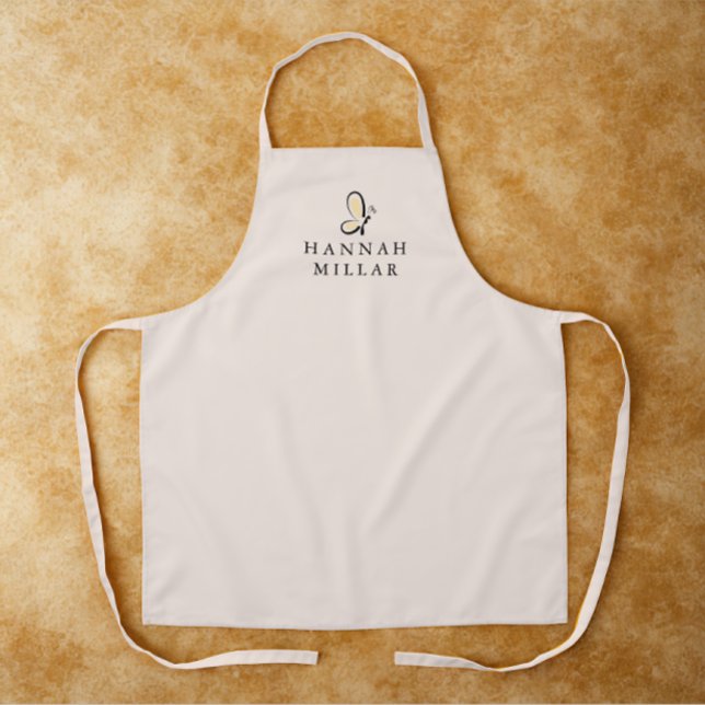 Modern Custom Name Logo Blush Pink Minimalist Apron (Modern monogram name logo apron)