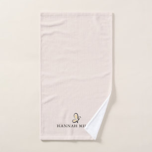 Modern Custom Name Logo Blush Pink Minimalist Hand Towel