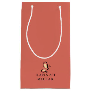 Modern Custom Name Logo Dark Red Minimalist Small Gift Bag