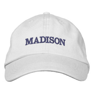 Modern Custom name navy blue text Embroidered Hat