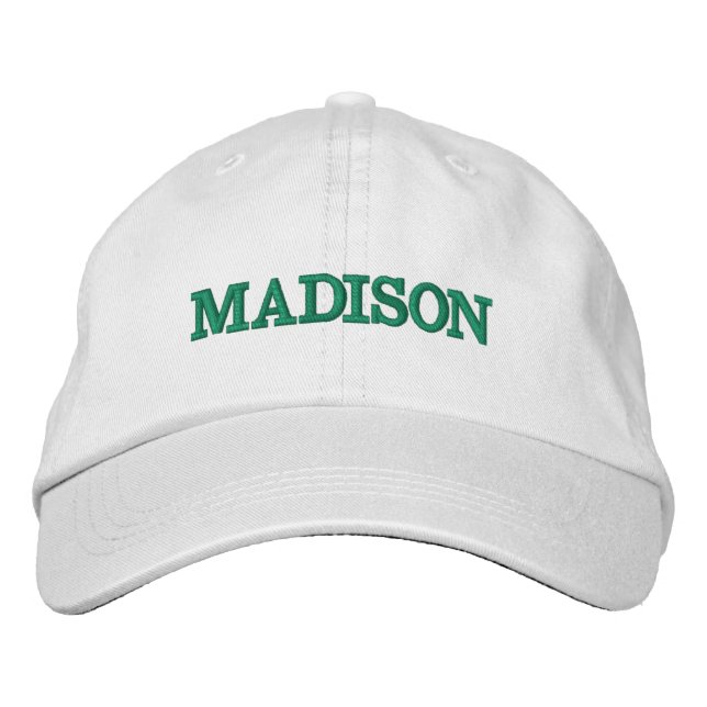 Modern Custom name pine green text Embroidered Hat (Front)