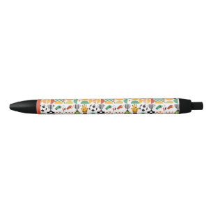 Modern Custom Name Soccer Football Pattern Black Ink Pen