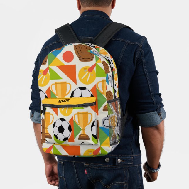 Modern Custom Name Soccer Football Pattern Printed Backpack (Insitu (Model))