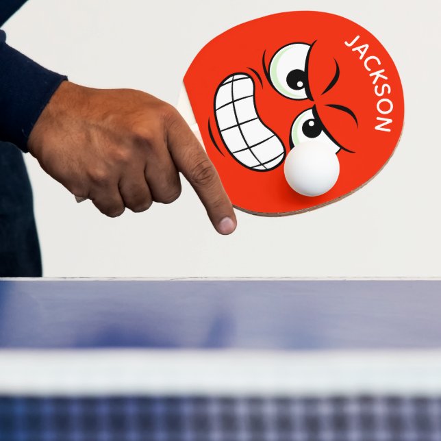 Modern Custom Name Table Tennis Angry Face Ping P Pong Paddle (Insitu)
