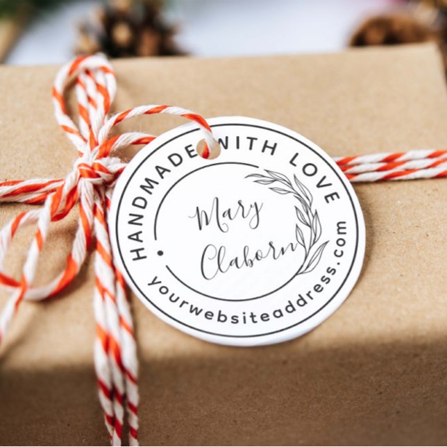 Modern Custom Name Website Handmade With Love Rubber Stamp (Creator Uploaded)