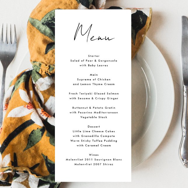 Modern Custom Names Black White Event Menu (Creator Uploaded)