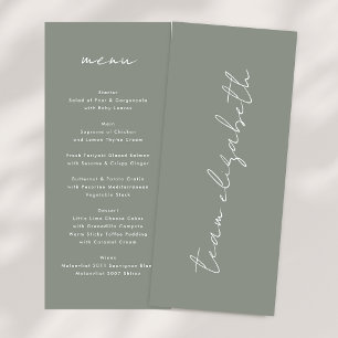 Modern Custom Names Sage Green White Wedding Games Menu