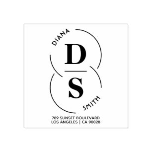 Modern Custom Names Wedding Return Address Rubber Stamp