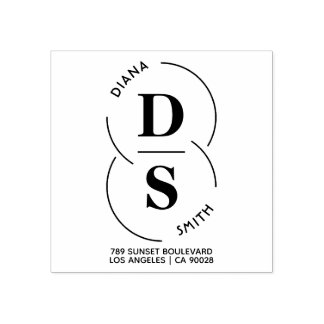 Modern Custom Names Wedding Return Address Rubber Stamp