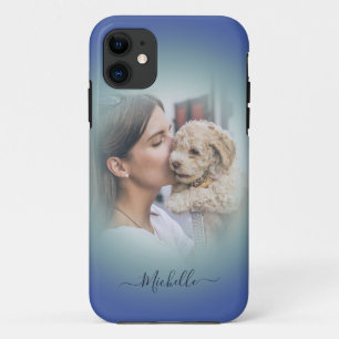 Modern Custom One Photo Blue Teal Gradient   iPhon iPhone 11 Case