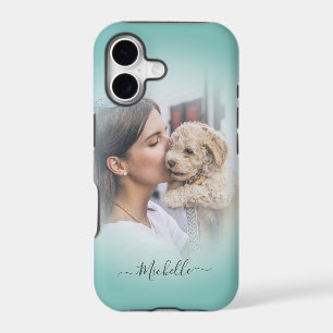 Modern Custom  One Photo Teal Gradient  iPhone Cas
