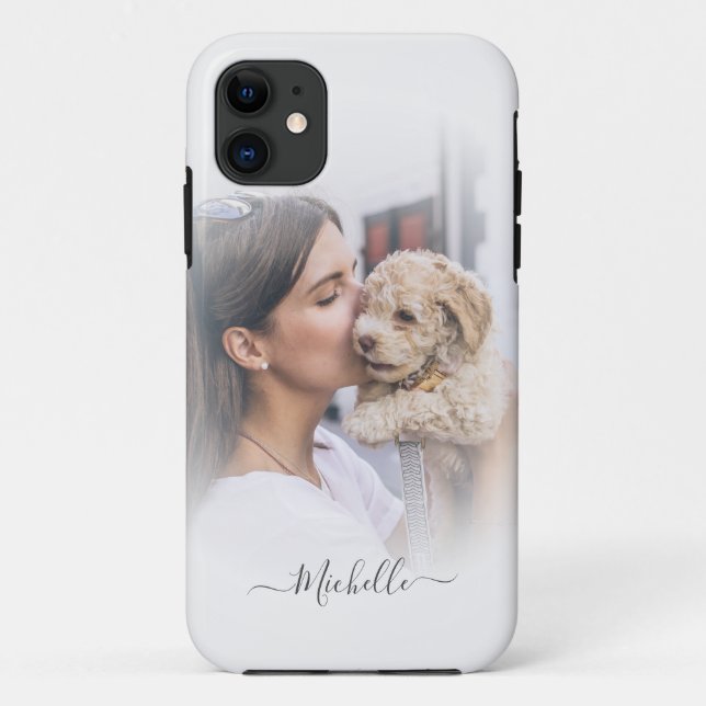 Modern Custom  One Photo White Gradient  iPhone Ca Case-Mate iPhone Case (Back)