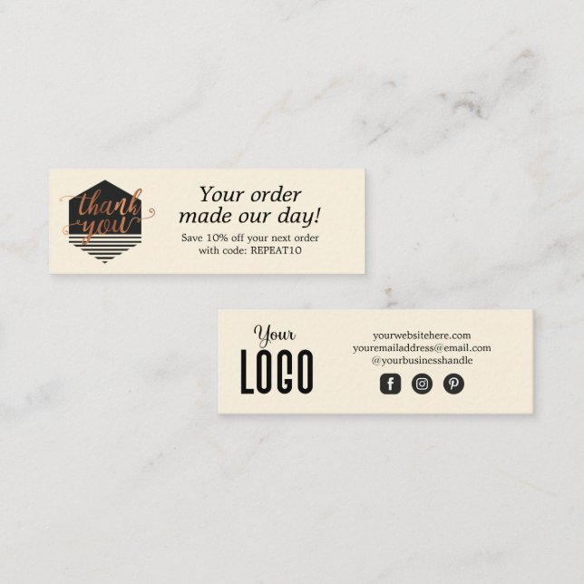 Modern Custom Order Thank You Card (Front/Back)