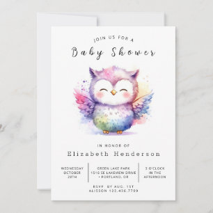 Modern Custom Owl Baby Shower Invitation