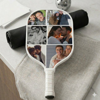 Modern Custom Personalized Photo and Text Pickleball Paddle