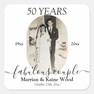 Modern Custom Photo 50th Wedding Anniversary Square Sticker