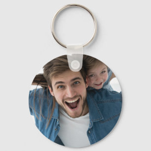 Modern Custom Photo Best Dad  Keychain